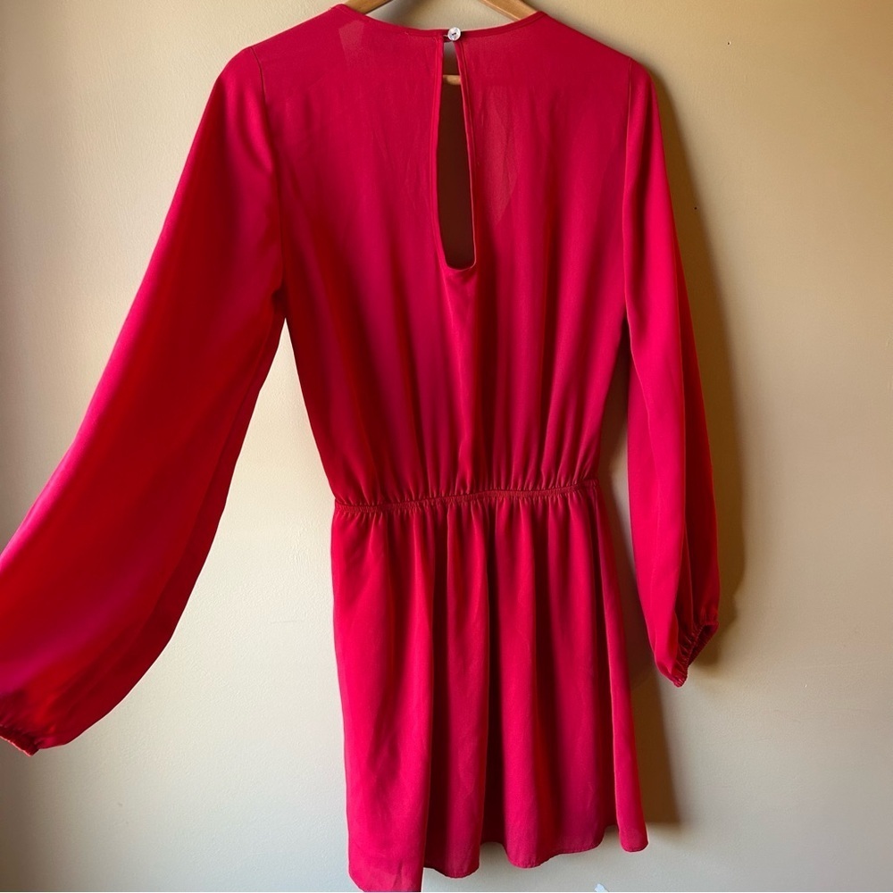 Show Me Your Mumu Women's Size Medium Red Rainey Mini Dress Long Sleeves Cut Out - Picture 9 of 14